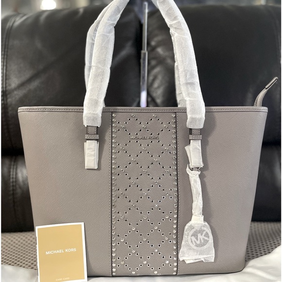 Michael Kors Jet Set Travel Tote Bag Pearl Grey - Picture 4 of 13